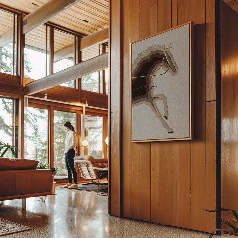 Canvas Wall Art Stretched Over Wooden Frame with Floating Frame and Arabian Horse Painting CV4114 - Al Rugaib Furniture