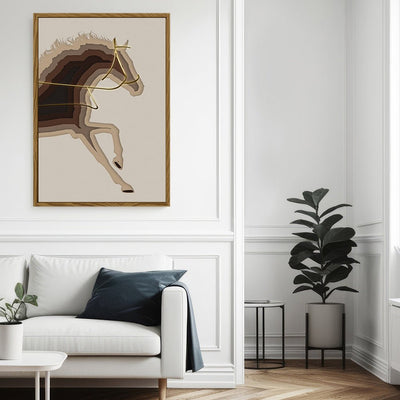 Canvas Wall Art Stretched Over Wooden Frame with Floating Frame and Arabian Horse Painting CV4114 - Al Rugaib Furniture