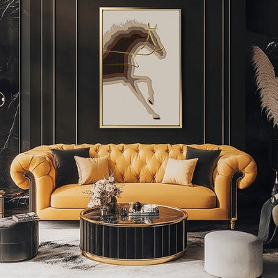 Canvas Wall Art Stretched Over Wooden Frame with Floating Frame and Arabian Horse Painting CV4114 - Al Rugaib Furniture