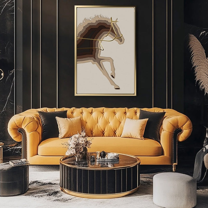 Canvas Wall Art Stretched Over Wooden Frame with Floating Frame and Arabian Horse Painting CV4114 - Al Rugaib Furniture