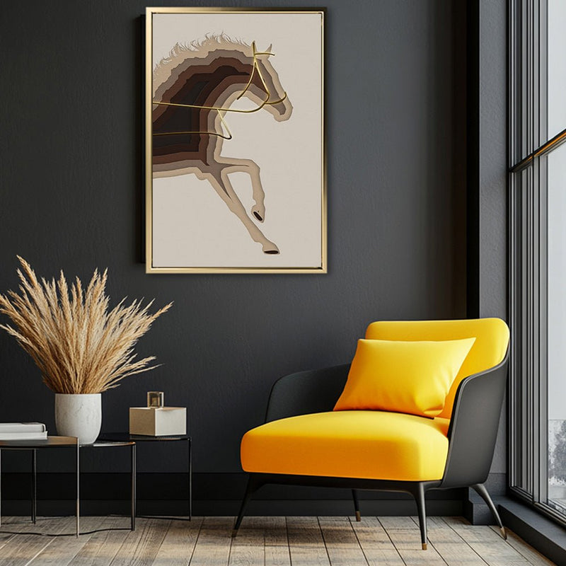 Canvas Wall Art Stretched Over Wooden Frame with Floating Frame and Arabian Horse Painting CV4114 - Al Rugaib Furniture