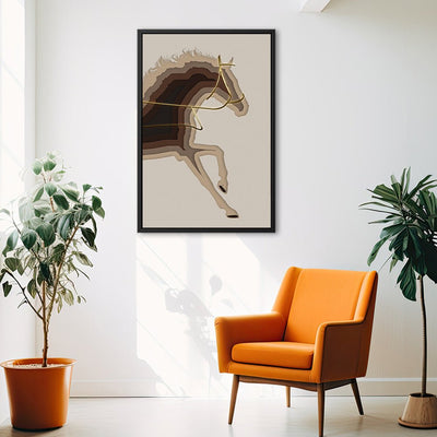 Canvas Wall Art Stretched Over Wooden Frame with Floating Frame and Arabian Horse Painting CV4114 - Al Rugaib Furniture