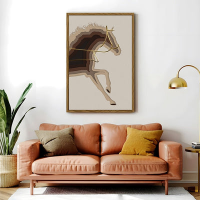 Canvas Wall Art Stretched Over Wooden Frame with Floating Frame and Arabian Horse Painting CV4114 - Al Rugaib Furniture