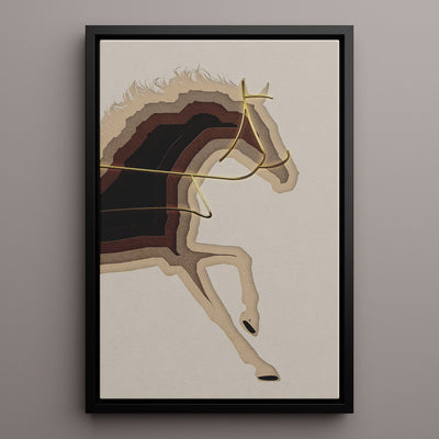 Canvas Wall Art Stretched Over Wooden Frame with Floating Frame and Arabian Horse Painting CV4114 - Al Rugaib Furniture