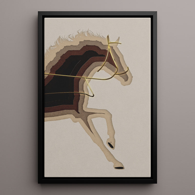Canvas Wall Art Stretched Over Wooden Frame with Floating Frame and Arabian Horse Painting CV4114 - Al Rugaib Furniture