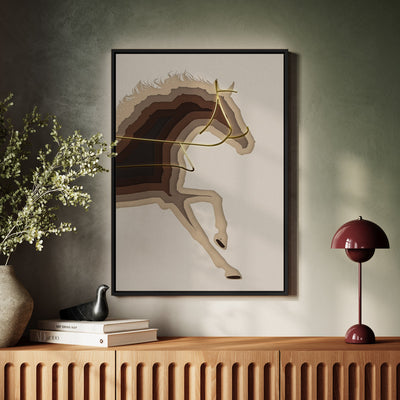 Canvas Wall Art Stretched Over Wooden Frame with Floating Frame and Arabian Horse Painting CV4114 - Al Rugaib Furniture