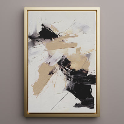 Canvas Wall Art Stretched Over Wooden Frame with Floating Frame and Black And Gold Spot Painting CV4117 - Al Rugaib Furniture
