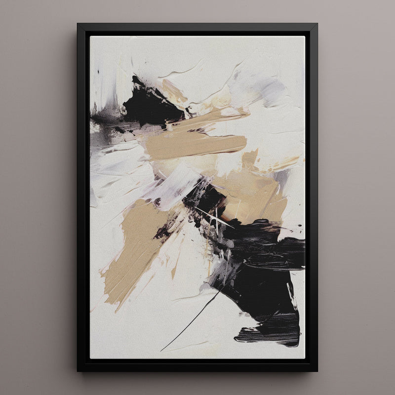 Canvas Wall Art Stretched Over Wooden Frame with Floating Frame and Black And Gold Spot Painting CV4117 - Al Rugaib Furniture