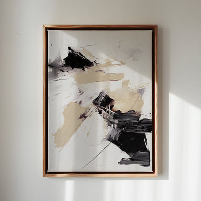 Canvas Wall Art Stretched Over Wooden Frame with Floating Frame and Black And Gold Spot Painting CV4117 - Al Rugaib Furniture