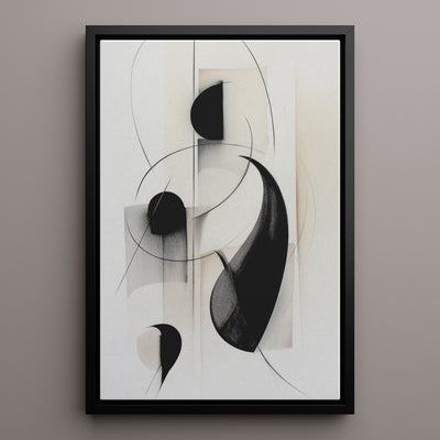 Canvas Wall Art Stretched Over Wooden Frame with Floating Frame and Black Circles Painting CV4118 - Al Rugaib Furniture
