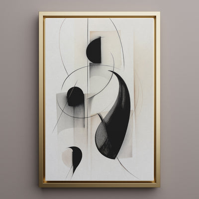 Canvas Wall Art Stretched Over Wooden Frame with Floating Frame and Black Circles Painting CV4118 - Al Rugaib Furniture