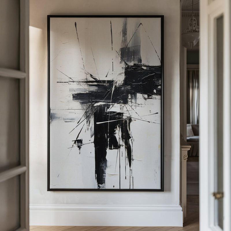 Canvas Wall Art Stretched Over Wooden Frame with Floating Frame and Black Crash Painting CV4119 - Al Rugaib Furniture