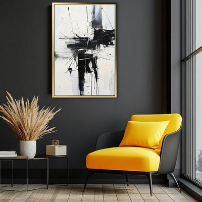 Canvas Wall Art Stretched Over Wooden Frame with Floating Frame and Black Crash Painting CV4119 - Al Rugaib Furniture