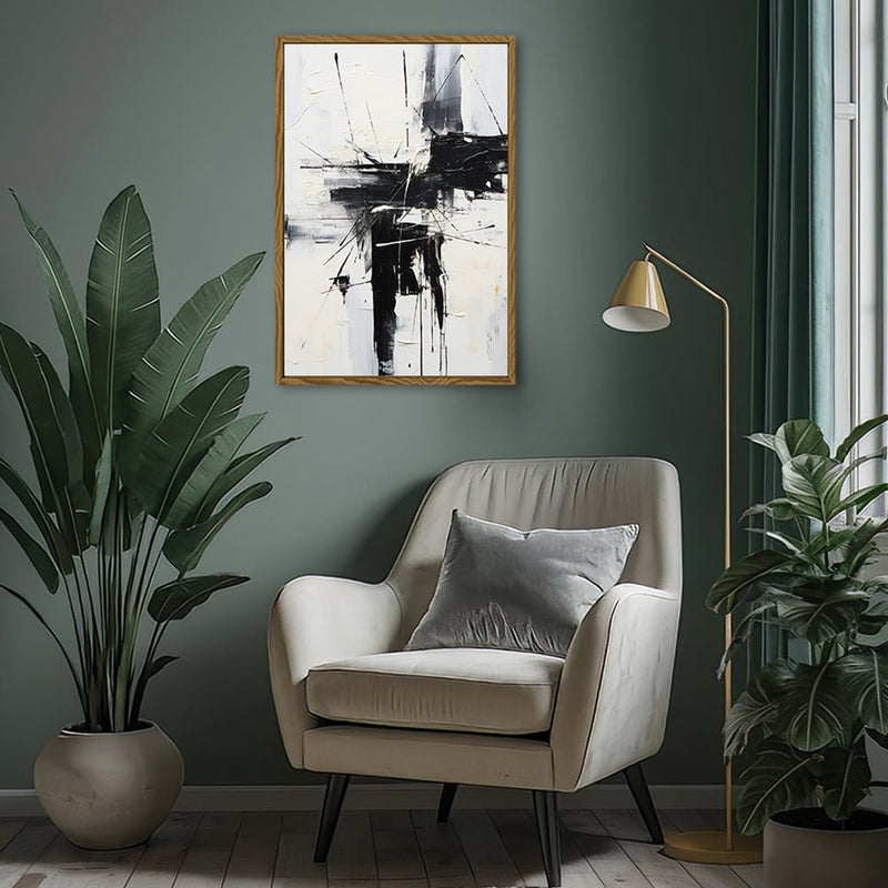 Canvas Wall Art Stretched Over Wooden Frame with Floating Frame and Black Crash Painting CV4119 - Al Rugaib Furniture