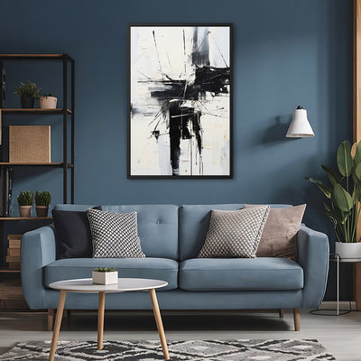 Canvas Wall Art Stretched Over Wooden Frame with Floating Frame and Black Crash Painting CV4119 - Al Rugaib Furniture