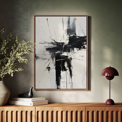 Canvas Wall Art Stretched Over Wooden Frame with Floating Frame and Black Crash Painting CV4119 - Al Rugaib Furniture