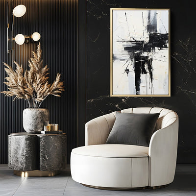 Canvas Wall Art Stretched Over Wooden Frame with Floating Frame and Black Crash Painting CV4119 - Al Rugaib Furniture