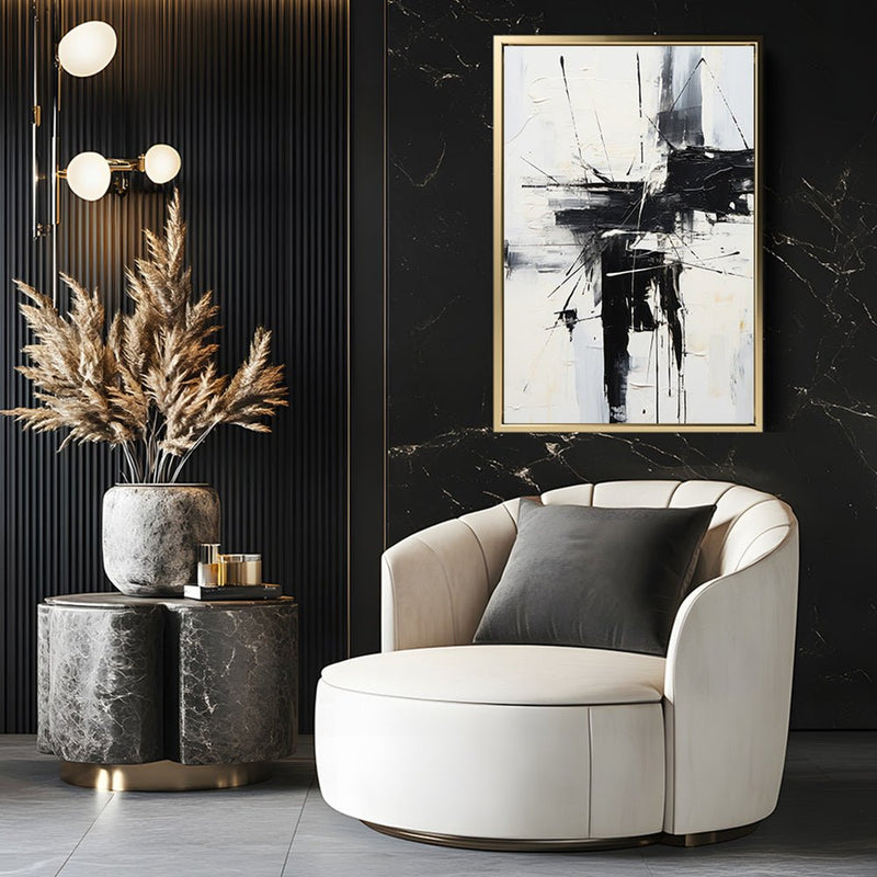 Canvas Wall Art Stretched Over Wooden Frame with Floating Frame and Black Crash Painting CV4119 - Al Rugaib Furniture