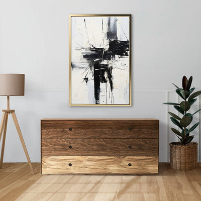 Canvas Wall Art Stretched Over Wooden Frame with Floating Frame and Black Crash Painting CV4119 - Al Rugaib Furniture