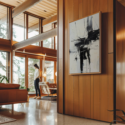 Canvas Wall Art Stretched Over Wooden Frame with Floating Frame and Black Crash Painting CV4119 - Al Rugaib Furniture