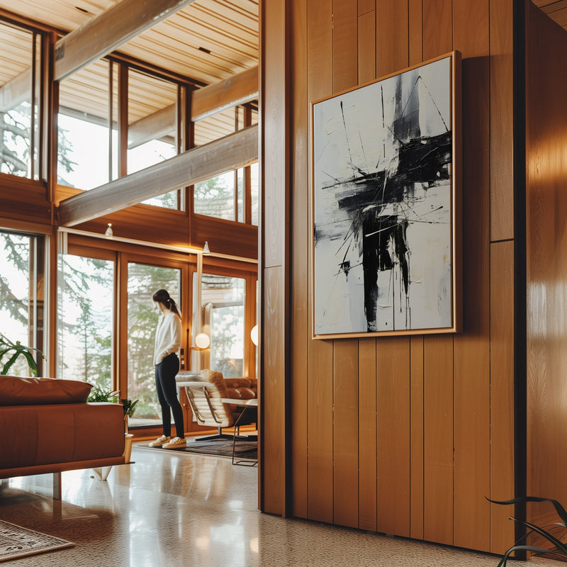 Canvas Wall Art Stretched Over Wooden Frame with Floating Frame and Black Crash Painting CV4119 - Al Rugaib Furniture