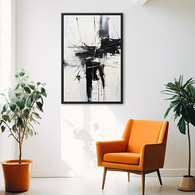 Canvas Wall Art Stretched Over Wooden Frame with Floating Frame and Black Crash Painting CV4119 - Al Rugaib Furniture