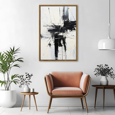 Canvas Wall Art Stretched Over Wooden Frame with Floating Frame and Black Crash Painting CV4119 - Al Rugaib Furniture