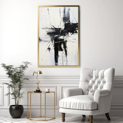 Canvas Wall Art Stretched Over Wooden Frame with Floating Frame and Black Crash Painting CV4119 - Al Rugaib Furniture