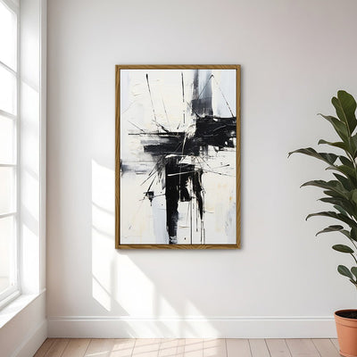Canvas Wall Art Stretched Over Wooden Frame with Floating Frame and Black Crash Painting CV4119 - Al Rugaib Furniture