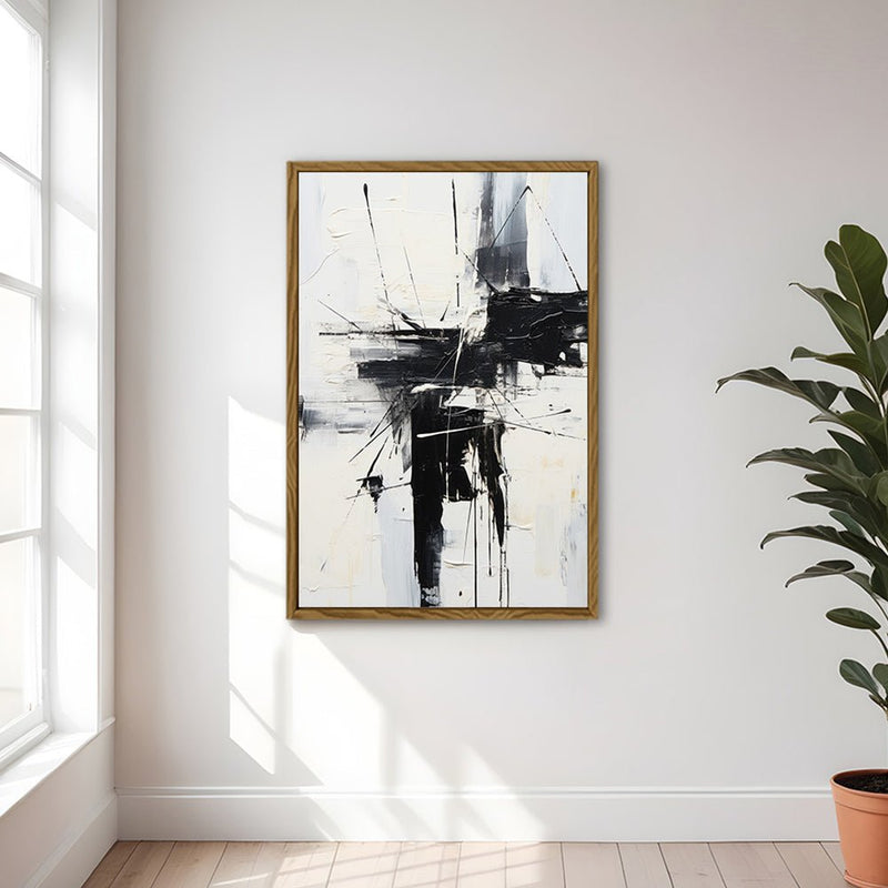 Canvas Wall Art Stretched Over Wooden Frame with Floating Frame and Black Crash Painting CV4119 - Al Rugaib Furniture