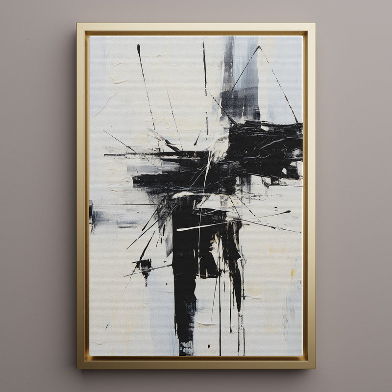 Canvas Wall Art Stretched Over Wooden Frame with Floating Frame and Black Crash Painting CV4119 - Al Rugaib Furniture