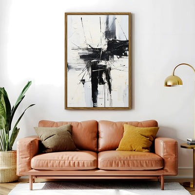 Canvas Wall Art Stretched Over Wooden Frame with Floating Frame and Black Crash Painting CV4119 - Al Rugaib Furniture