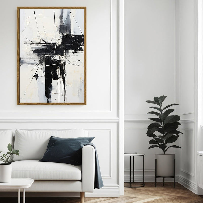 Canvas Wall Art Stretched Over Wooden Frame with Floating Frame and Black Crash Painting CV4119 - Al Rugaib Furniture