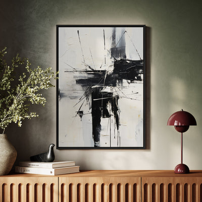 Canvas Wall Art Stretched Over Wooden Frame with Floating Frame and Black Crash Painting CV4119 - Al Rugaib Furniture