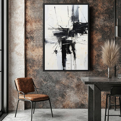 Canvas Wall Art Stretched Over Wooden Frame with Floating Frame and Black Crash Painting CV4119 - Al Rugaib Furniture