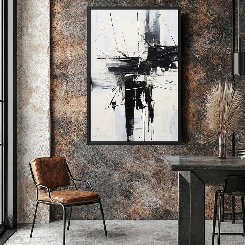 Canvas Wall Art Stretched Over Wooden Frame with Floating Frame and Black Crash Painting CV4119 - Al Rugaib Furniture