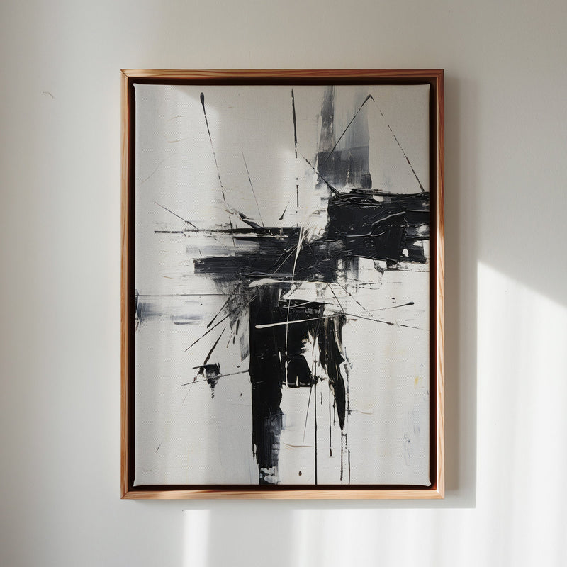 Canvas Wall Art Stretched Over Wooden Frame with Floating Frame and Black Crash Painting CV4119 - Al Rugaib Furniture