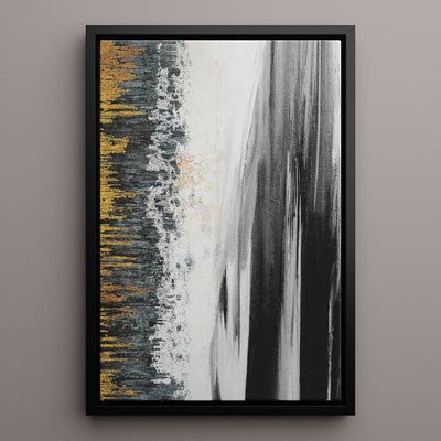 Canvas Wall Art Stretched Over Wooden Frame with Floating Frame and Black Lake Abstract Painting CV4120 - Al Rugaib Furniture