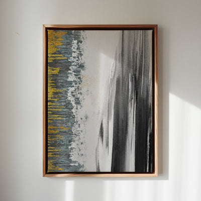 Canvas Wall Art Stretched Over Wooden Frame with Floating Frame and Black Lake Abstract Painting CV4120 - Al Rugaib Furniture