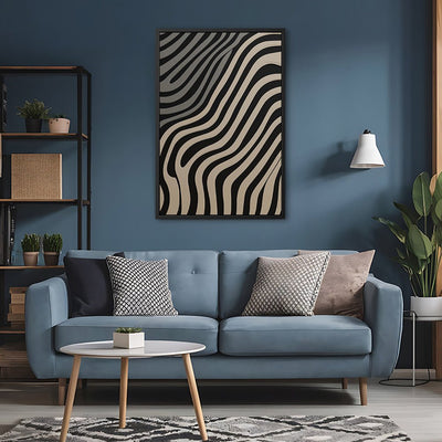 Canvas Wall Art Stretched Over Wooden Frame with Floating Frame and Black Lines Painting CV4121 - Al Rugaib Furniture