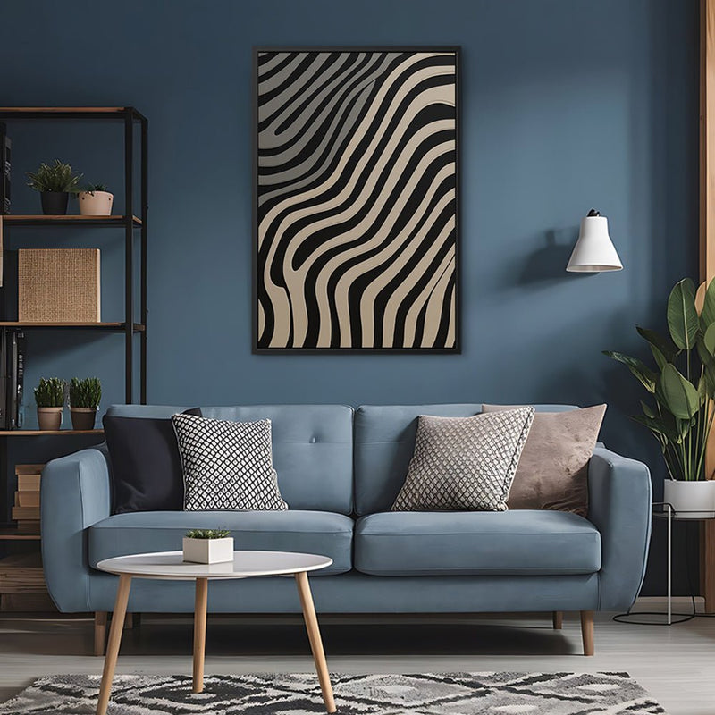 Canvas Wall Art Stretched Over Wooden Frame with Floating Frame and Black Lines Painting CV4121 - Al Rugaib Furniture