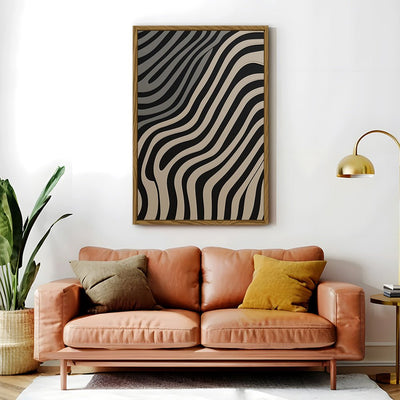 Canvas Wall Art Stretched Over Wooden Frame with Floating Frame and Black Lines Painting CV4121 - Al Rugaib Furniture