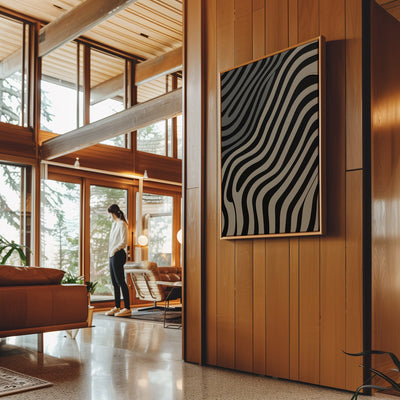 Canvas Wall Art Stretched Over Wooden Frame with Floating Frame and Black Lines Painting CV4121 - Al Rugaib Furniture