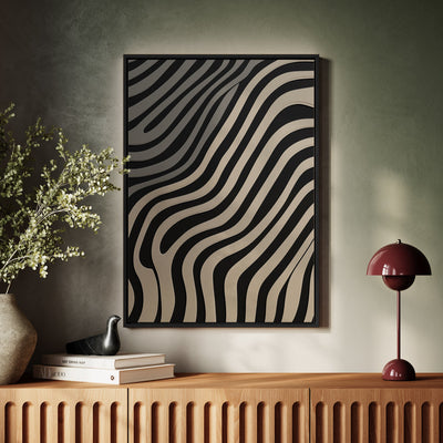 Canvas Wall Art Stretched Over Wooden Frame with Floating Frame and Black Lines Painting CV4121 - Al Rugaib Furniture