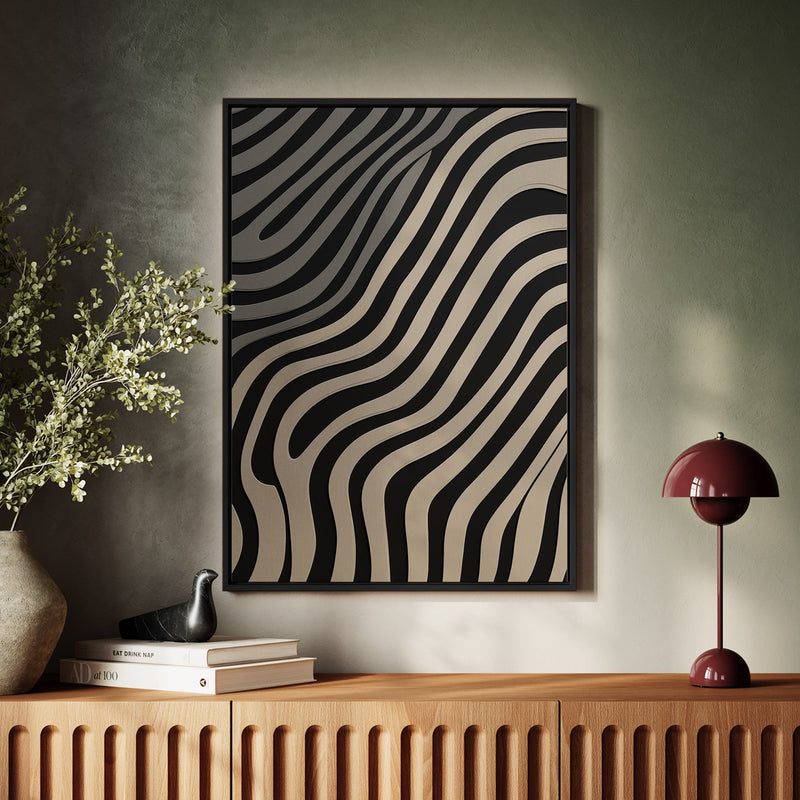 Canvas Wall Art Stretched Over Wooden Frame with Floating Frame and Black Lines Painting CV4121 - Al Rugaib Furniture