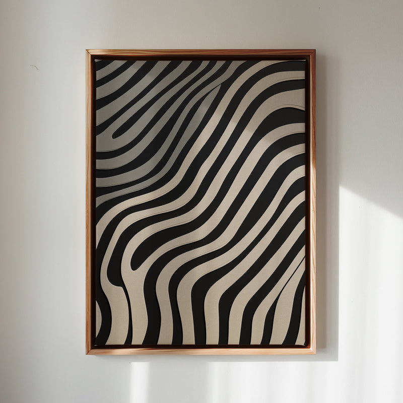 Canvas Wall Art Stretched Over Wooden Frame with Floating Frame and Black Lines Painting CV4121 - Al Rugaib Furniture
