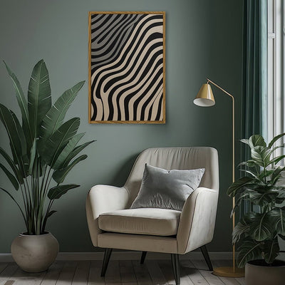Canvas Wall Art Stretched Over Wooden Frame with Floating Frame and Black Lines Painting CV4121 - Al Rugaib Furniture