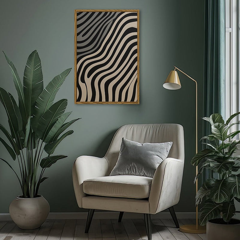 Canvas Wall Art Stretched Over Wooden Frame with Floating Frame and Black Lines Painting CV4121 - Al Rugaib Furniture