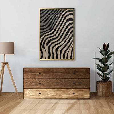 Canvas Wall Art Stretched Over Wooden Frame with Floating Frame and Black Lines Painting CV4121 - Al Rugaib Furniture
