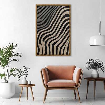 Canvas Wall Art Stretched Over Wooden Frame with Floating Frame and Black Lines Painting CV4121 - Al Rugaib Furniture